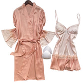 Two-Piece Set Satin Nightgown - FashionByTeresa